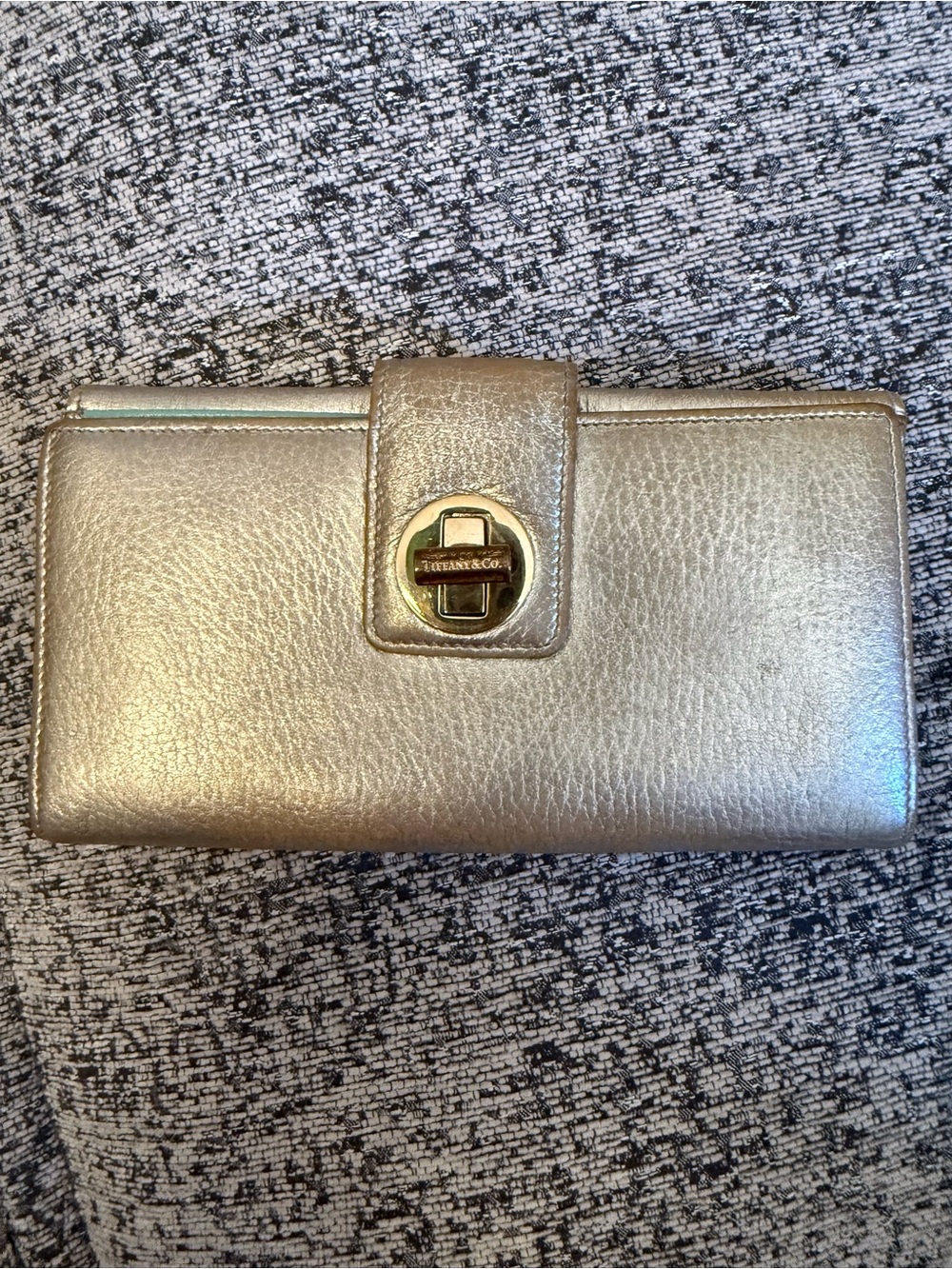 Tiffany & Co. Metallic Gold Leather Continental Wallet